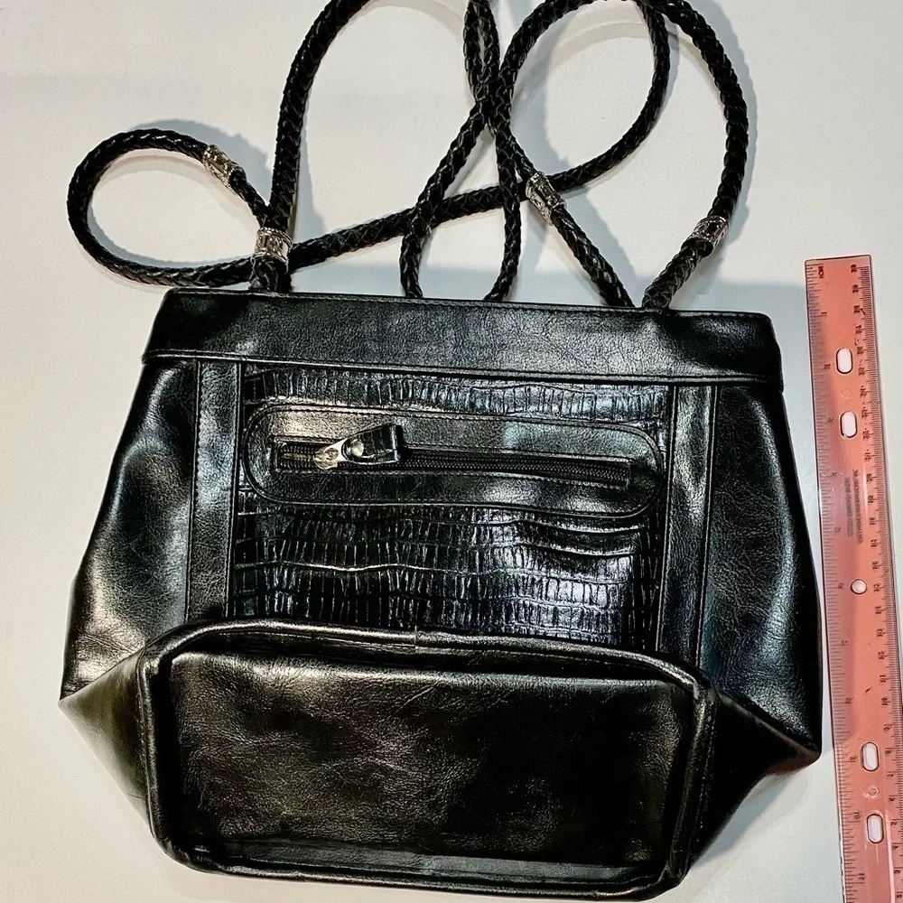 Black Women's Shoulder Bag with Braided Strap
